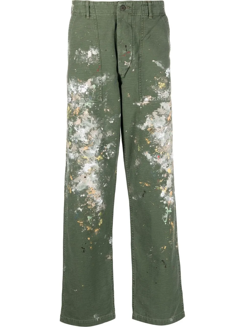 

Orslow paint-splatter cotton trousers - Green