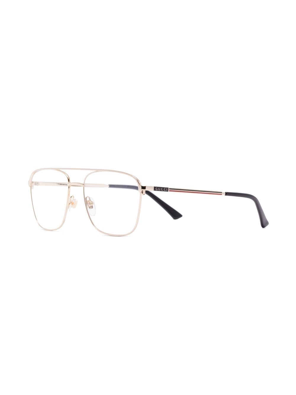 Shop Gucci Pilot-frame Two-tone Glasses In Gold