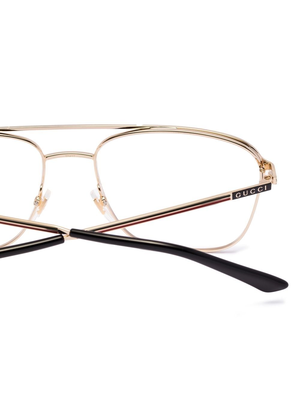 Shop Gucci Pilot-frame Two-tone Glasses In Gold