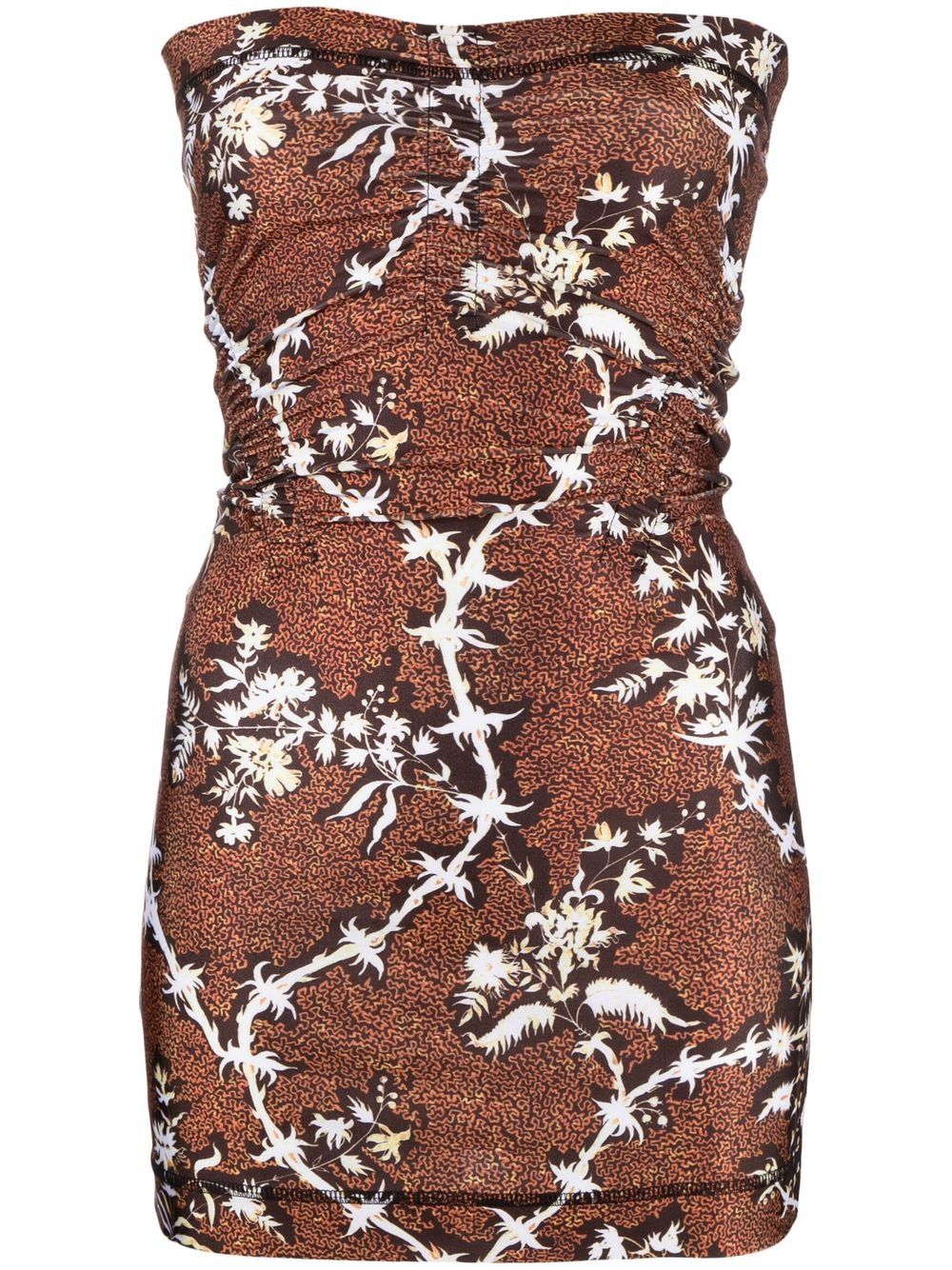 Knwls Brown Skinn Floral Print Mini Dress