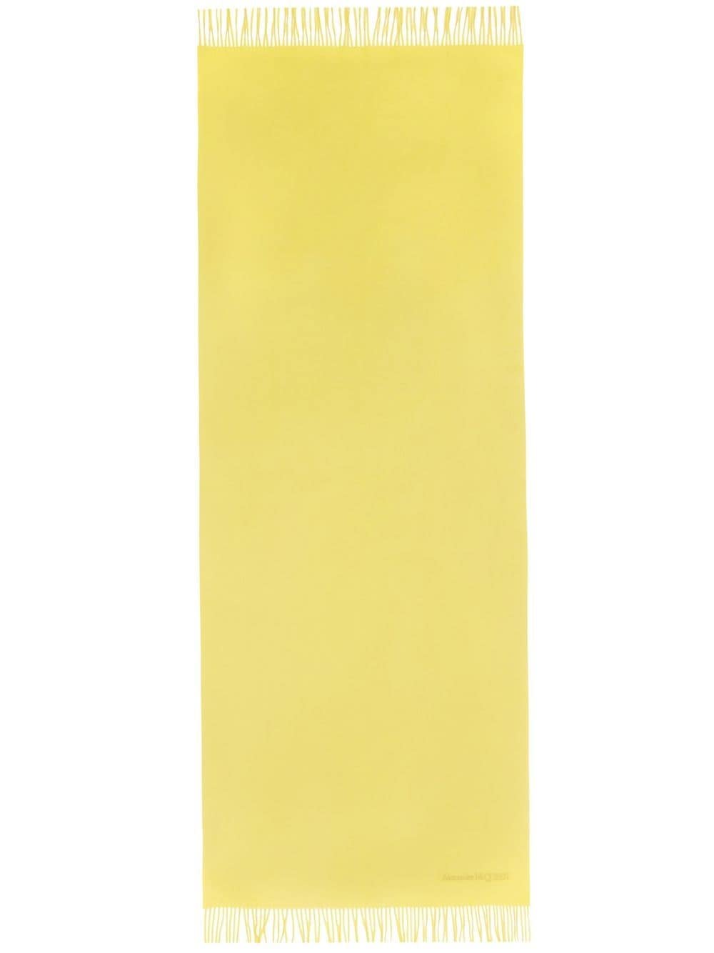 Alexander Mcqueen Cashmere Logo Scarf In Yellow