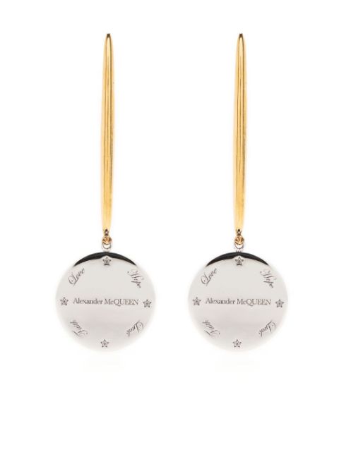 Alexander McQueen engraved-logo drop earrings Women