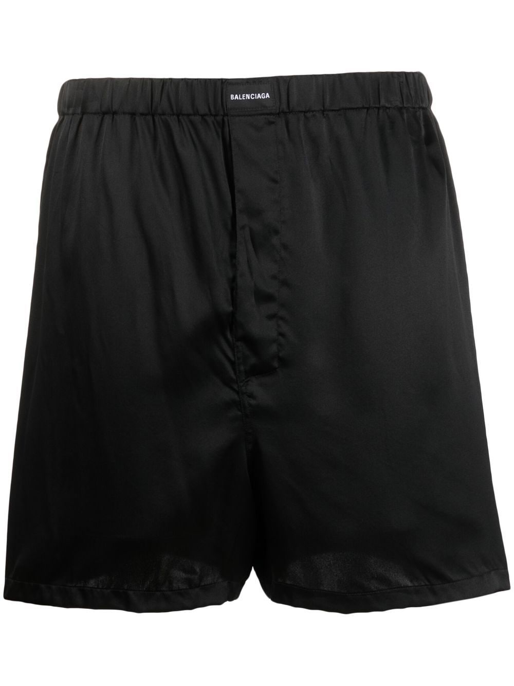 logo-patch silk pajama shorts