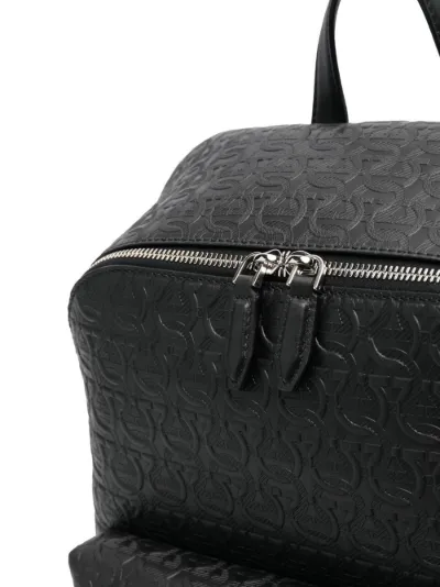 leather logo-embossed backpack 