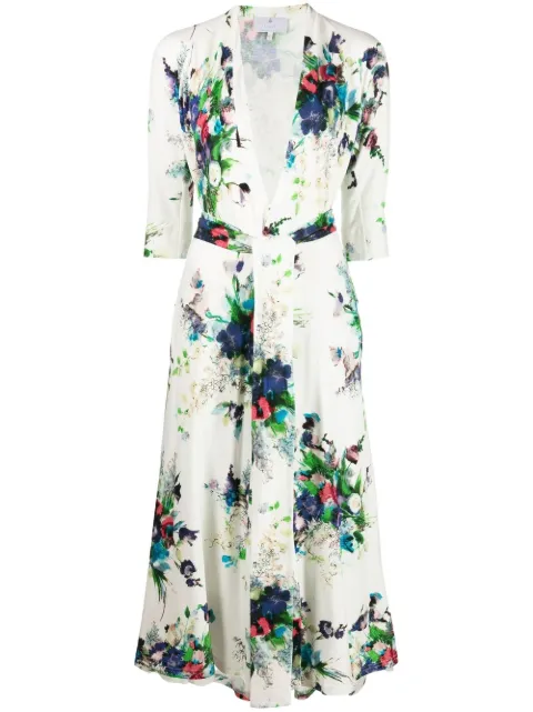 Luisa Beccaria floral-print long-sleeve dress