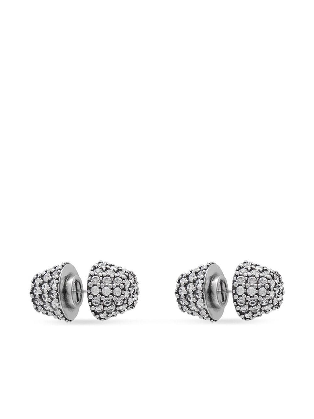 Shop Balenciaga Crystal Double-stud Earrings In Silver