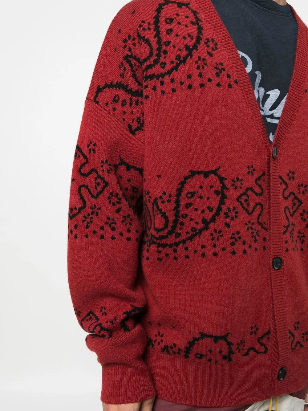 Rhude Red Bandana Pattern Cardigan In Red