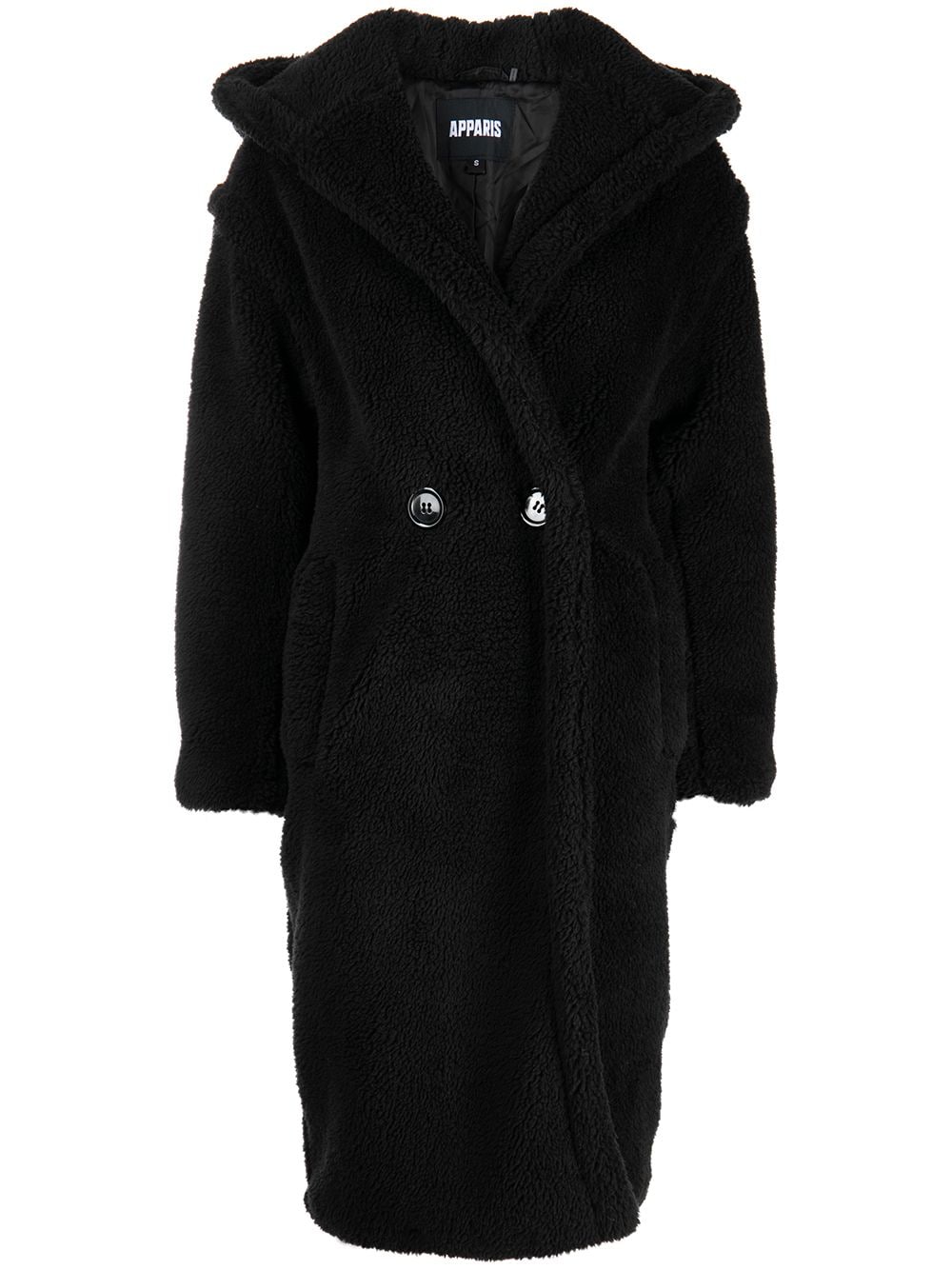 Shop Apparis Mia Hooded Coat In Black