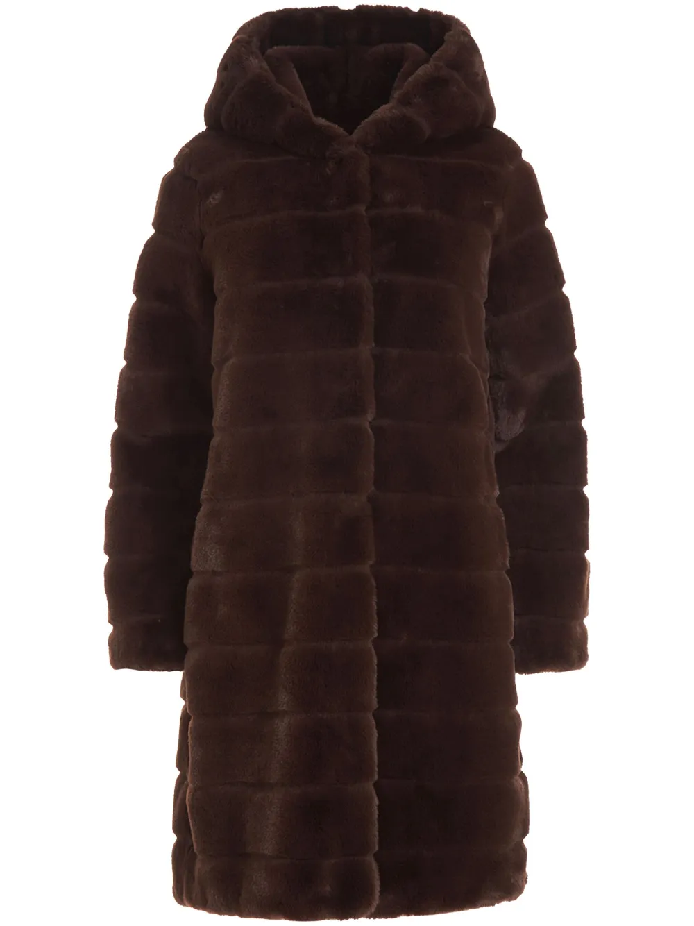Apparis faux-fur hooded coat | Brown | Image 1