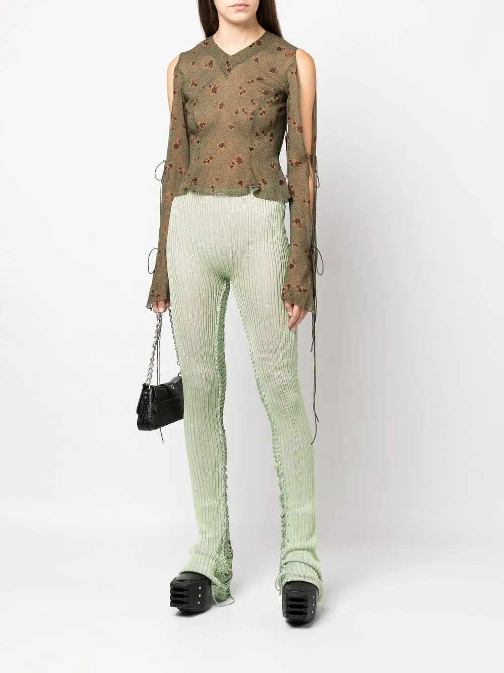 KNWLS Blouse met uitgesneden mouwen - Groen