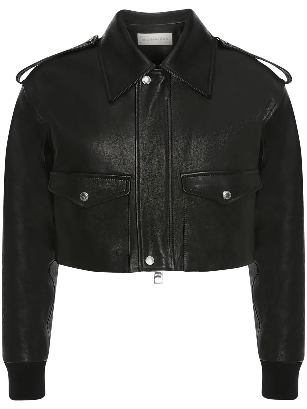 

Alexander McQueen cropped leather jacket - Black