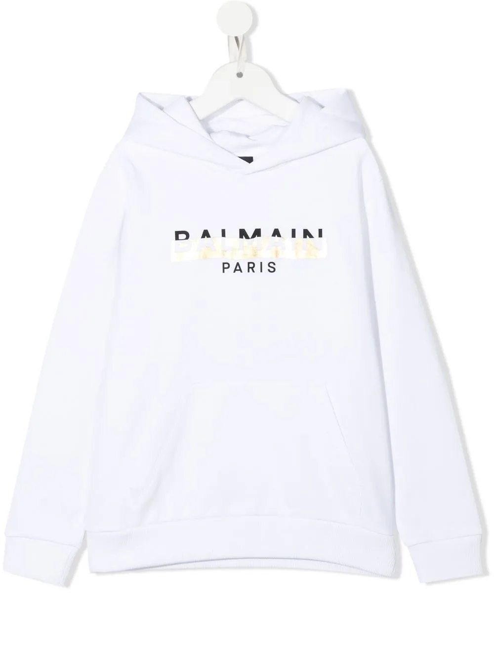 

Balmain Kids hoodie con logo metalizado - Blanco