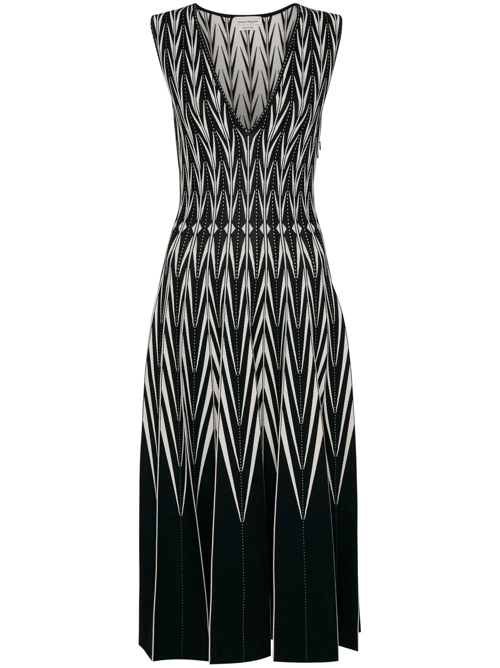 

Alexander McQueen vestido midi tejido en intarsia - Negro