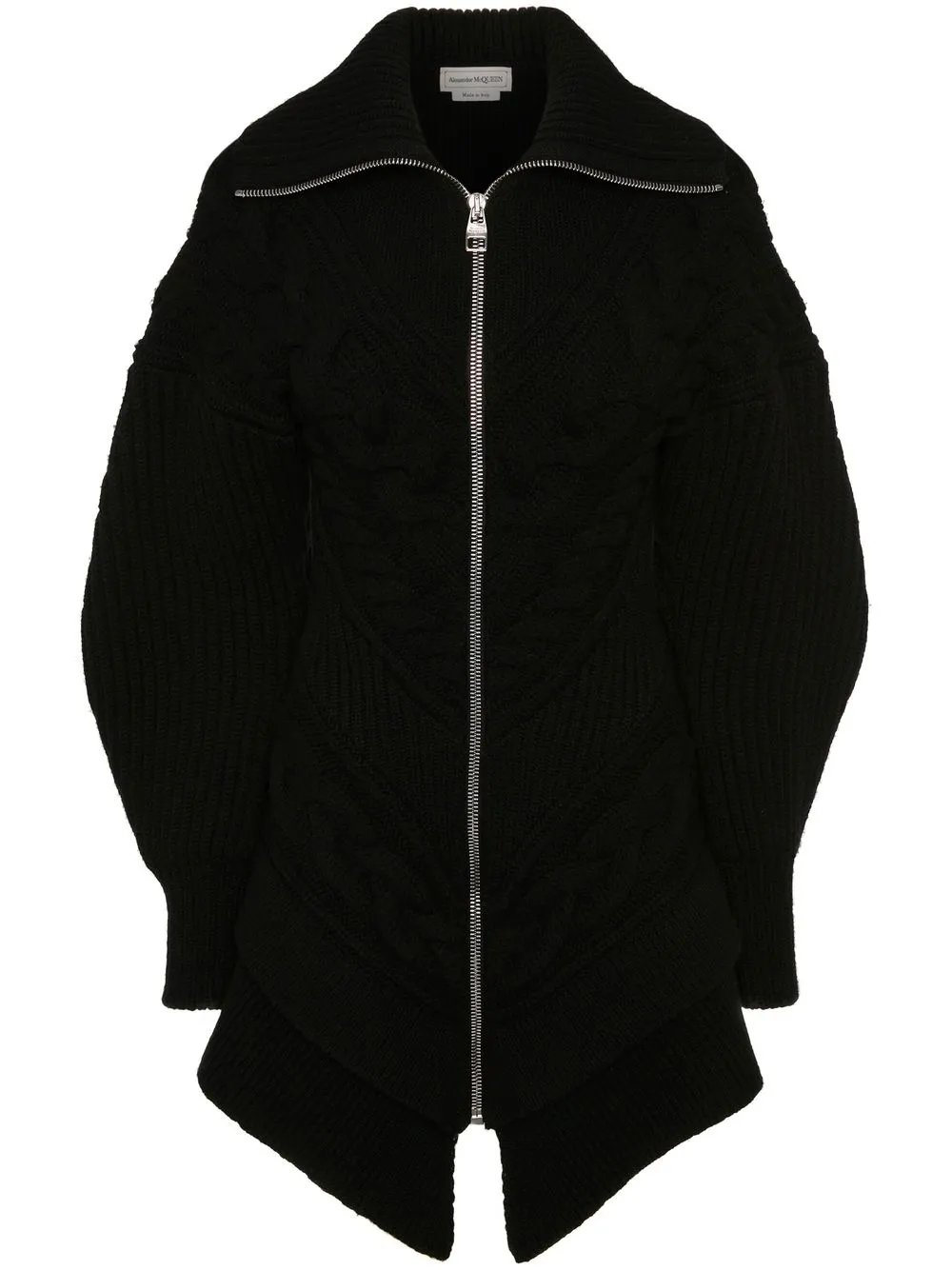 Alexander McQueen cable-knit wool coat - Black