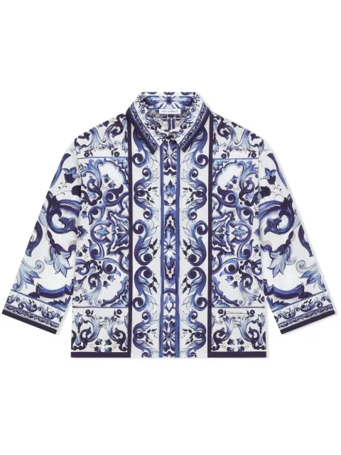 Dolce & Gabbana Kids Majolica-print poplin shirt