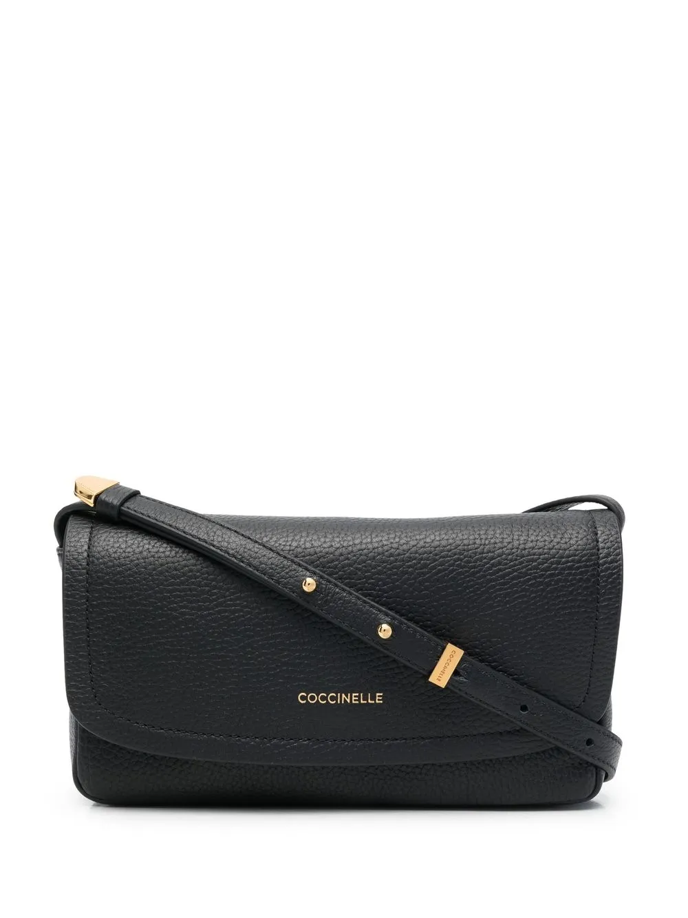 

Coccinelle logo-lettering grained shoulder-bag - Black