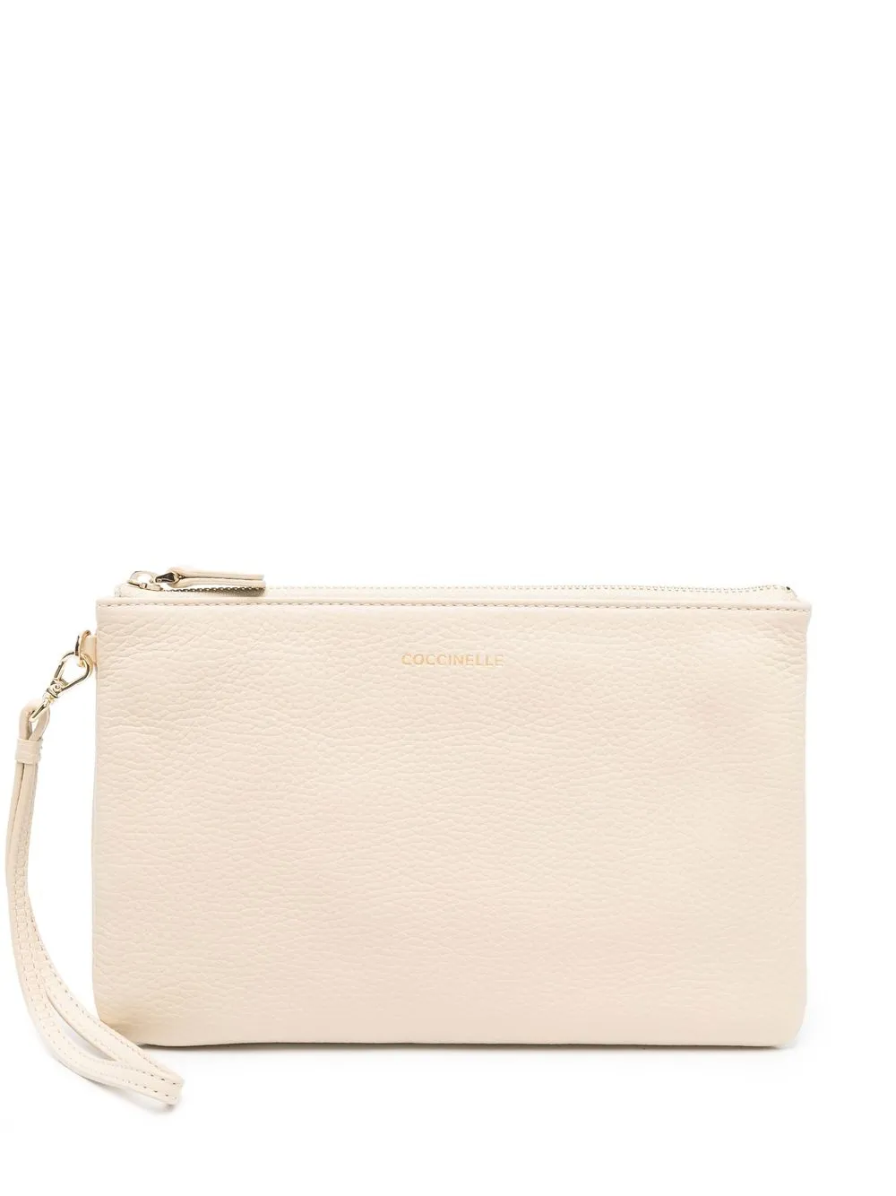 

Coccinelle zip-up pebbled leather clutch - Neutrals