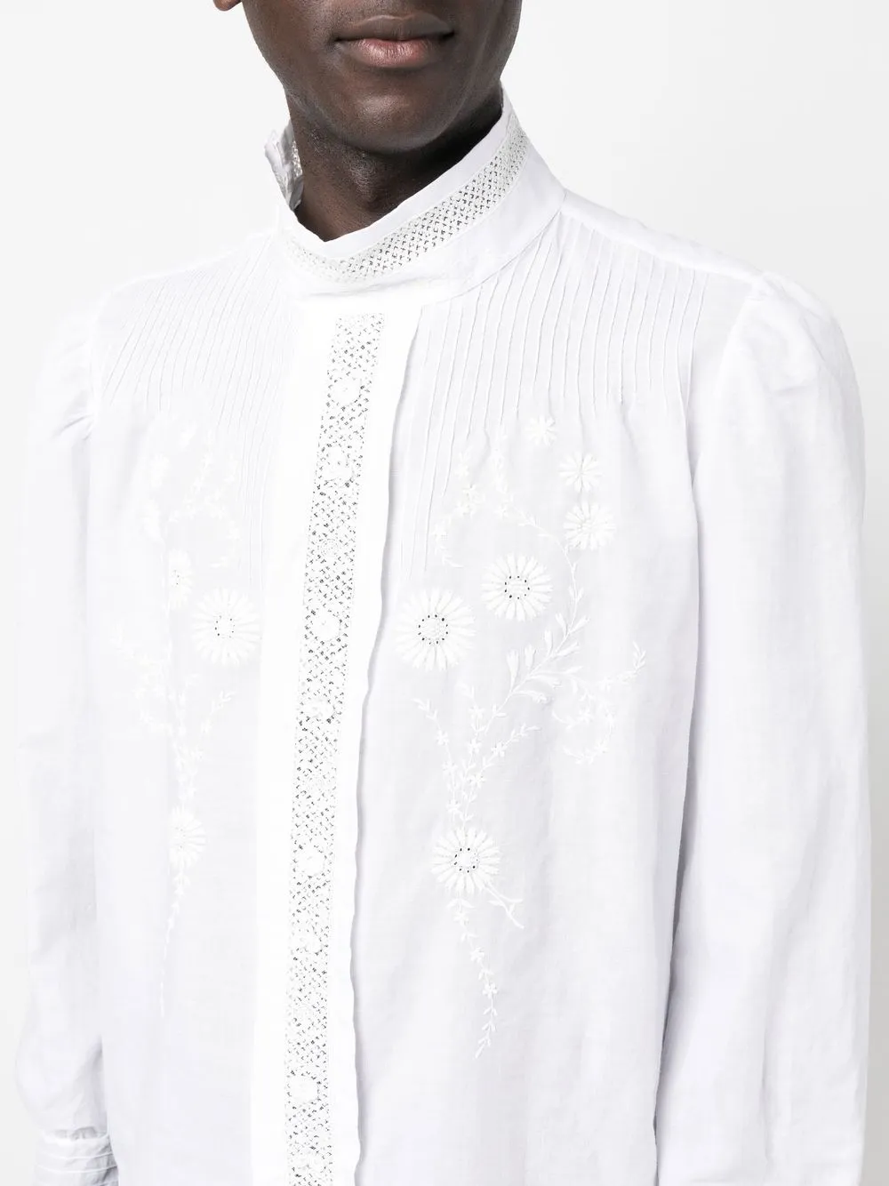 Laurent Dress Shirt Collar 3/4 Sleeve Long Length Cotton Stretch (Houndstooth Toile White) main image 1
