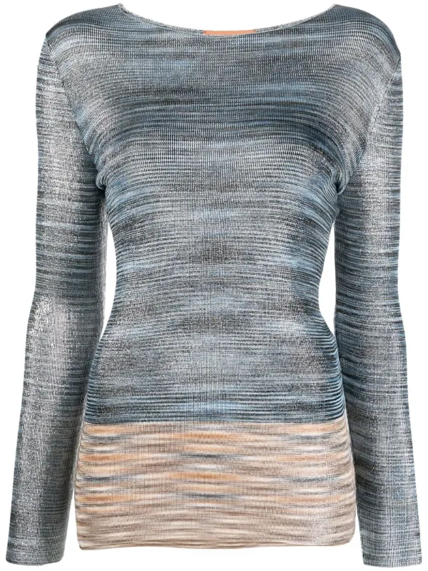 Missoni Long-sleeve Knitted Top in Blue