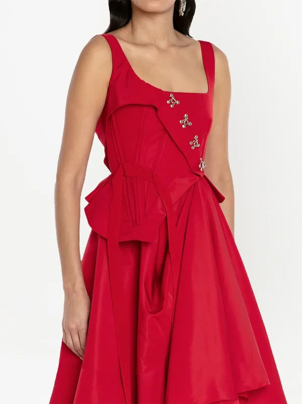 McQ Alexander McQueen★Drape Dress★00s★XS Alexander McQueen hook-embellished Drape Dress | Red | FARFETCH