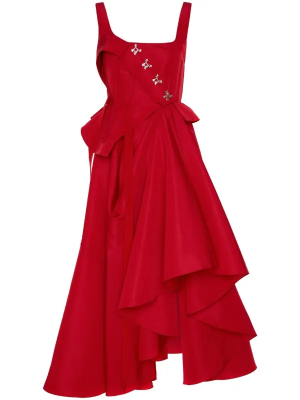 Alexander McQueen hook-embellished Drape Dress | Red | FARFETCH