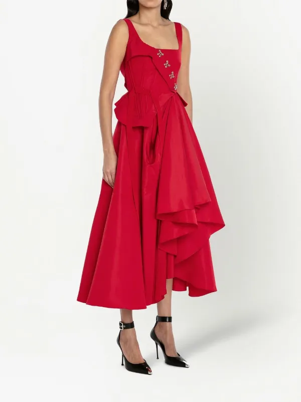 Alexander McQueen hook-embellished drape dress - Red Alexander McQueen hook-embellished drape dress - Red