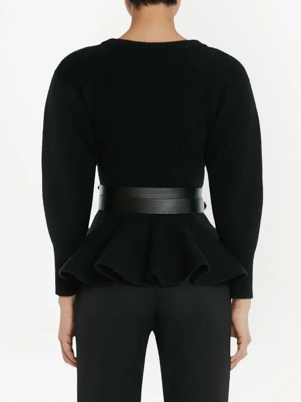 Alexander McQUEEN ペプラムヘム 立体 ニット カシミヤ混 S Alexander McQUEEN ペプラムヘム 立体 ニット カシミヤ混 S