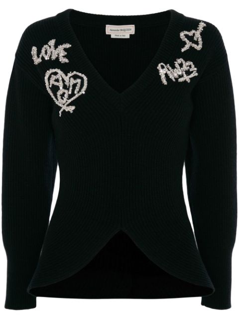 Alexander McQueen belted long-sleeve knit top Women