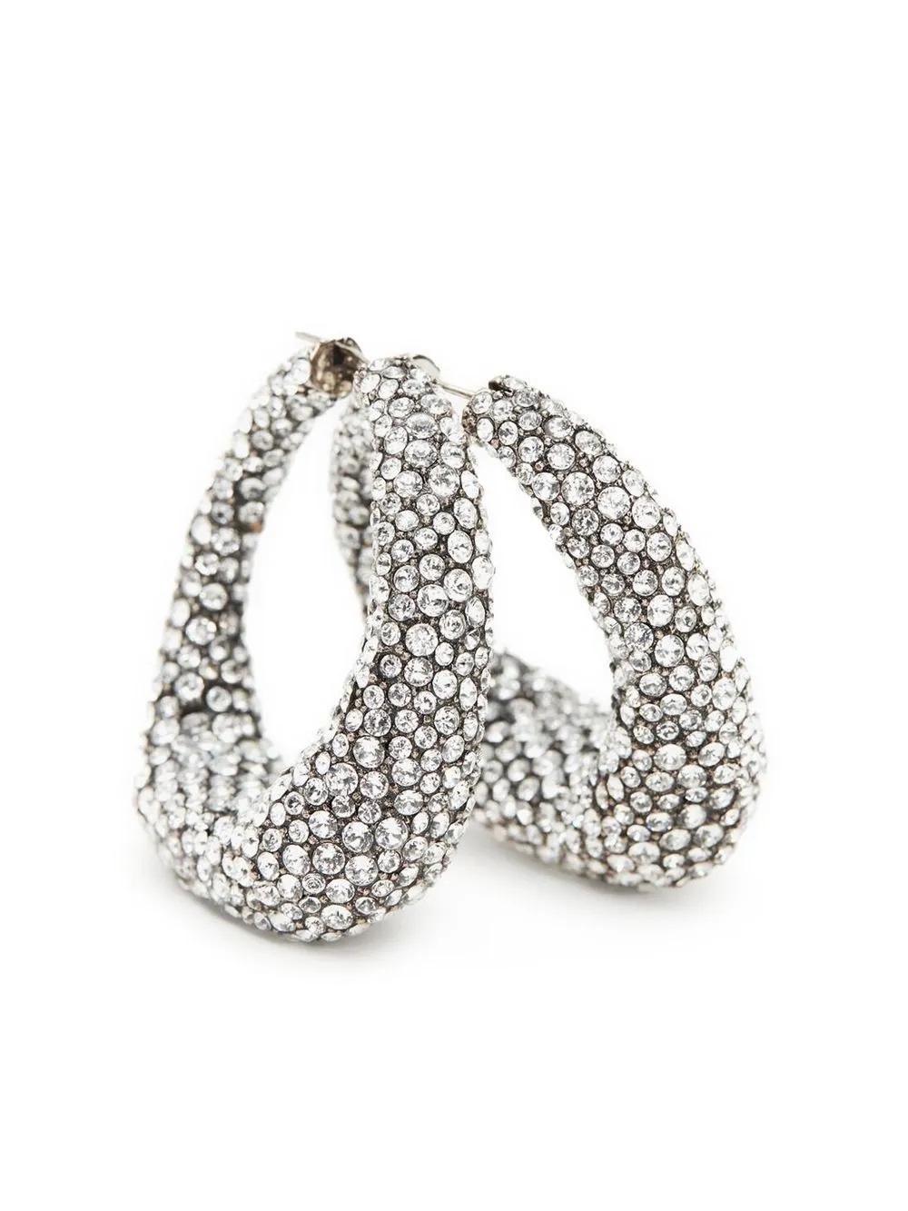 Alexander Mcqueen Crystal-embellished Hoop-earrings In Silver