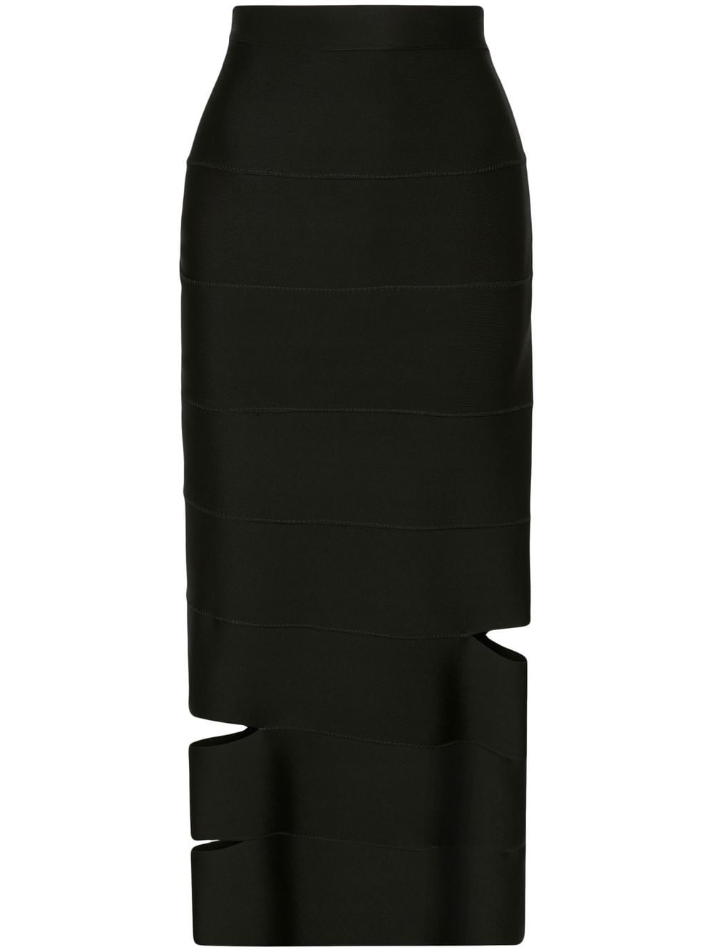 Shop Alexander Mcqueen Cut-out Panelled Pencil Skirt In Black