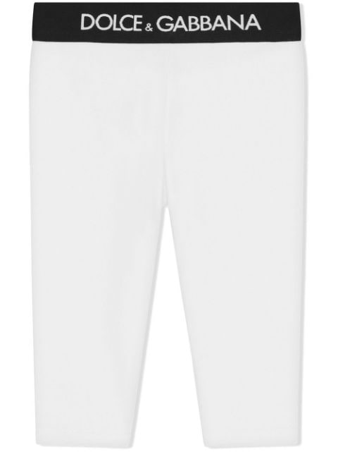 Dolce & Gabbana Kids logo-waistband stretch-cotton leggings