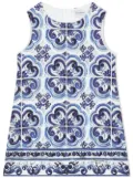 Dolce & Gabbana Kids Majolica-print brocade minidress - Blue