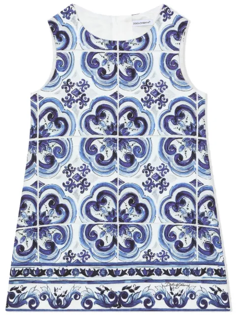 Dolce & Gabbana Kids Majolica-print brocade minidress