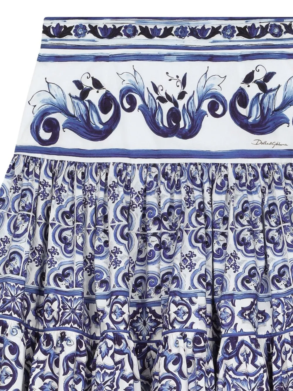  Dolce & Gabbana Kids Majolica-print Poplin Skirt - Blue 