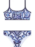 Dolce & Gabbana Kids Majolica-print scoop-neck bikini - Blue