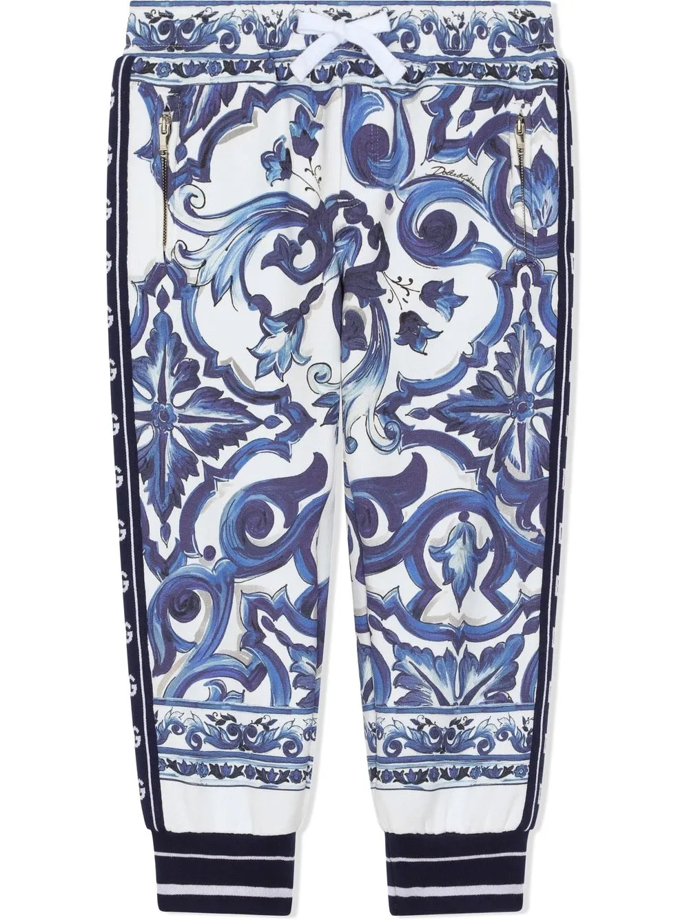 

Dolce & Gabbana Kids pants con estampado Mayólica - Azul
