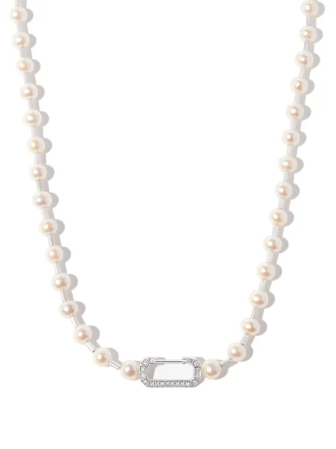 EÉRA Collana di perle in oro bianco 18kt con diamanti