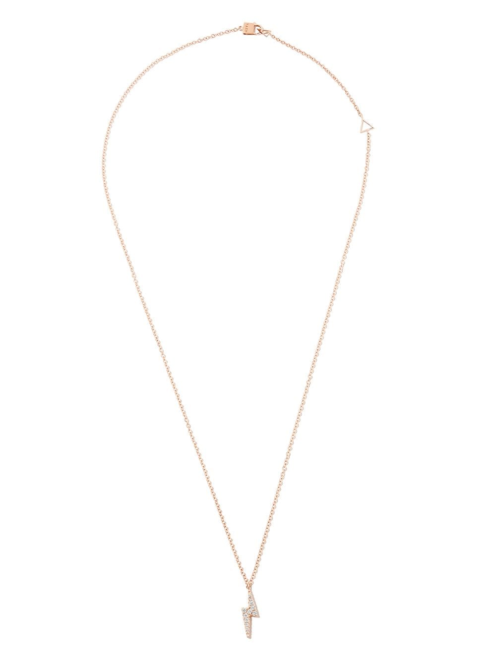 Shop Maria Tash 18kt Rose Gold Lightning Bolt Diamond Necklace In 粉色