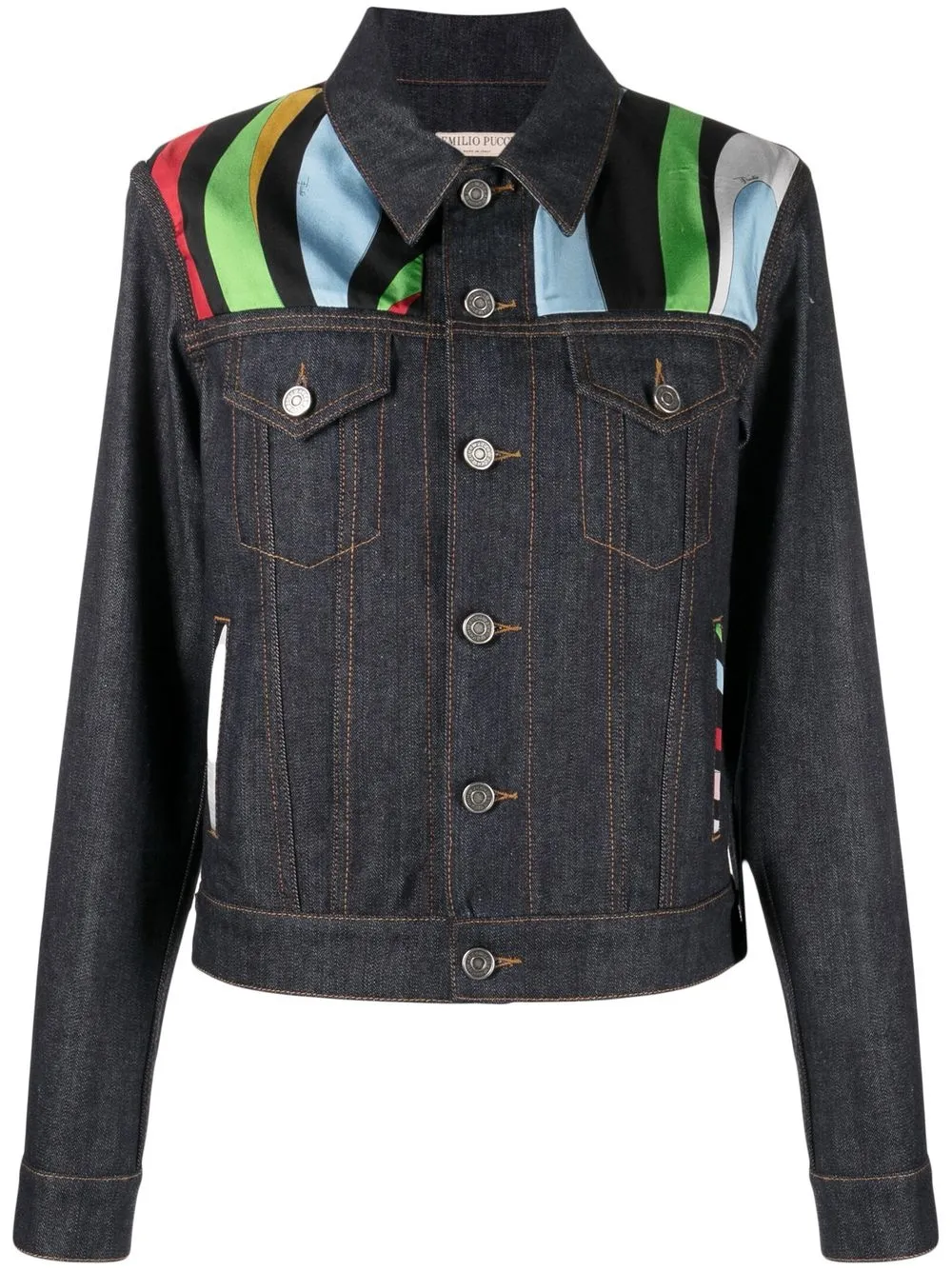 

PUCCI chamarra de mezclilla con panel en contraste - Azul