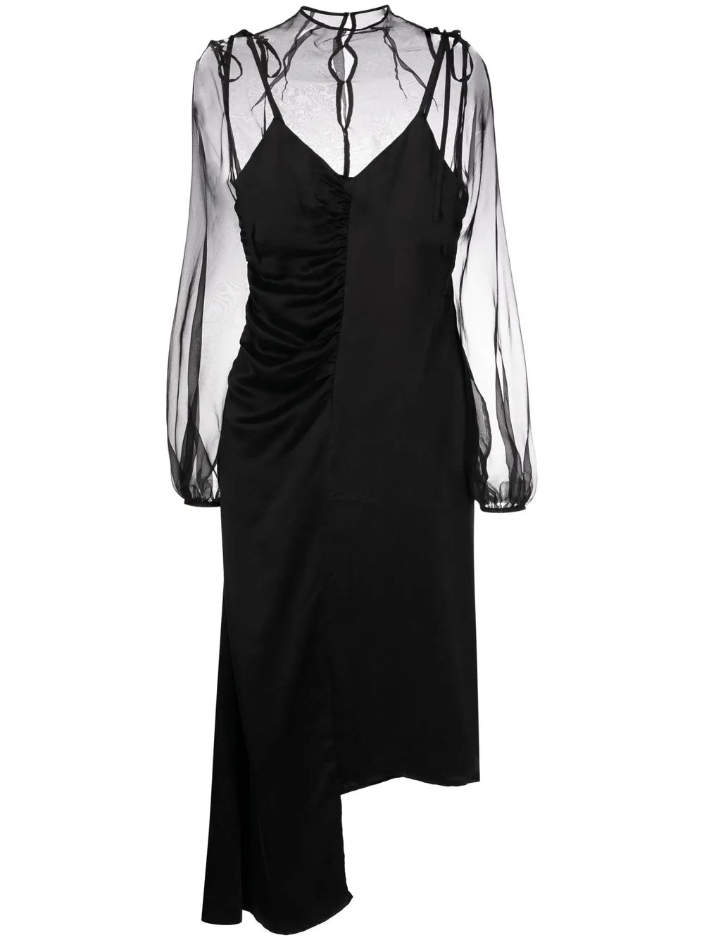 

Elleme sheer-sleeves asymmetric dress - Black