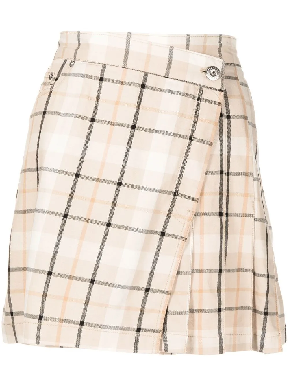 

CHOCOOLATE checked asymmetric pleated mini-skirt - Brown