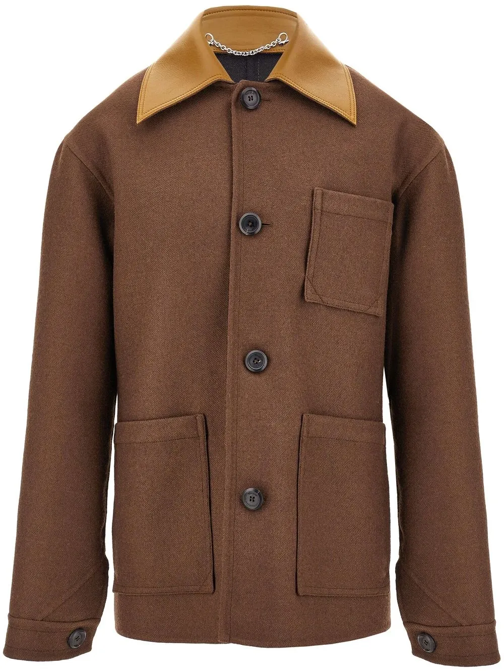 

Ferragamo contrast-collar virgin wool jacket - Brown