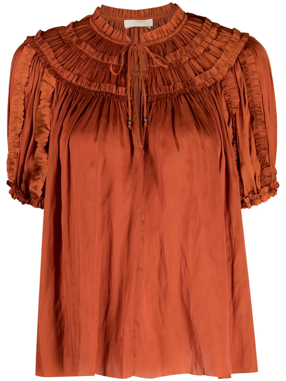 

Ulla Johnson Aimee frilled pleated top - Orange
