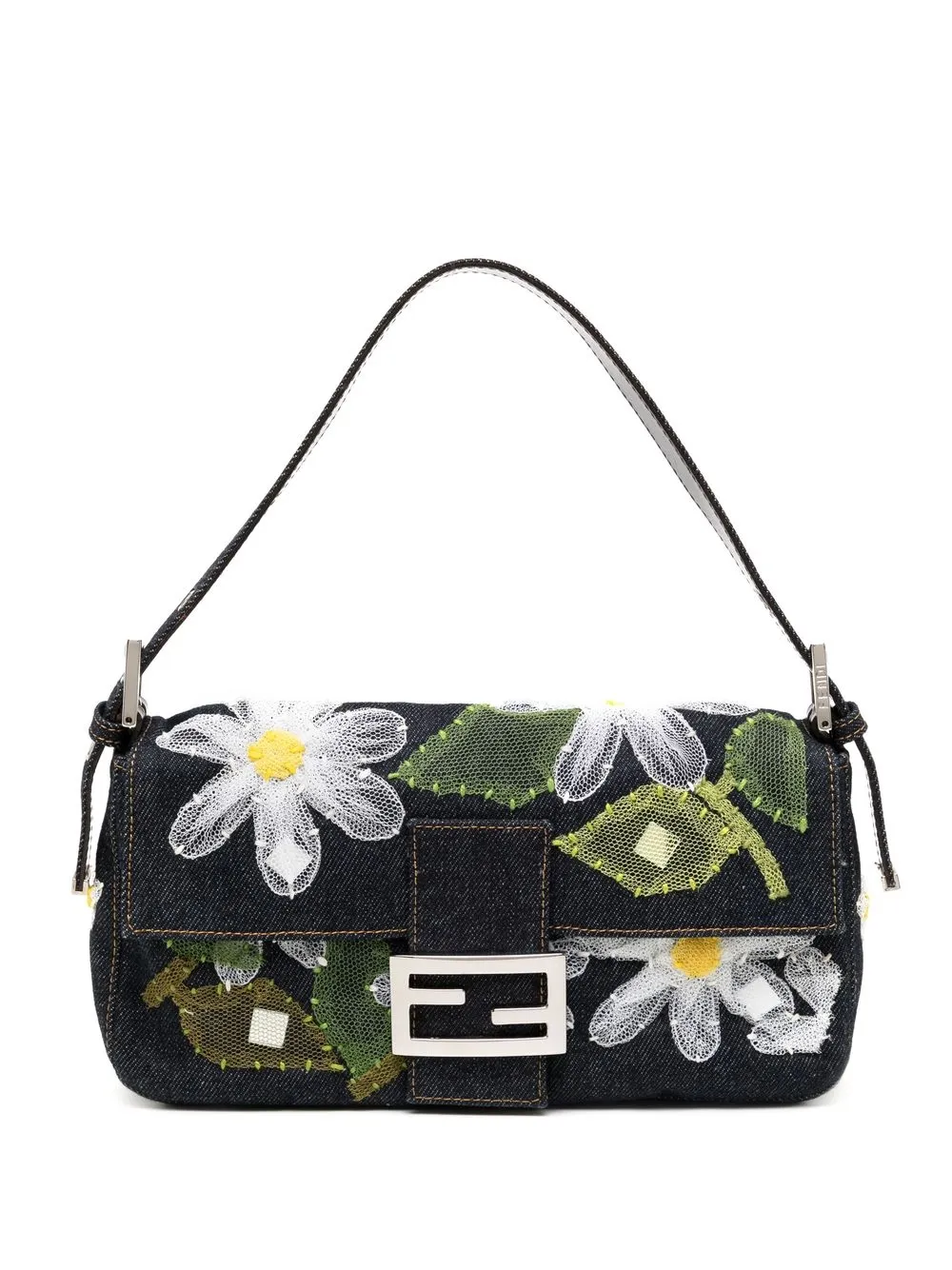 

Fendi Pre-Owned 2000s floral patchwork Baguette shoulder bag - Blue