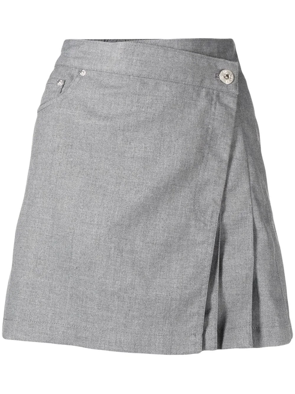 

CHOCOOLATE asymmetric contrast-stitch pleated skirt - Grey