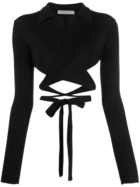 Philosophy Di Lorenzo Serafini plissé wrap-around cropped shirt