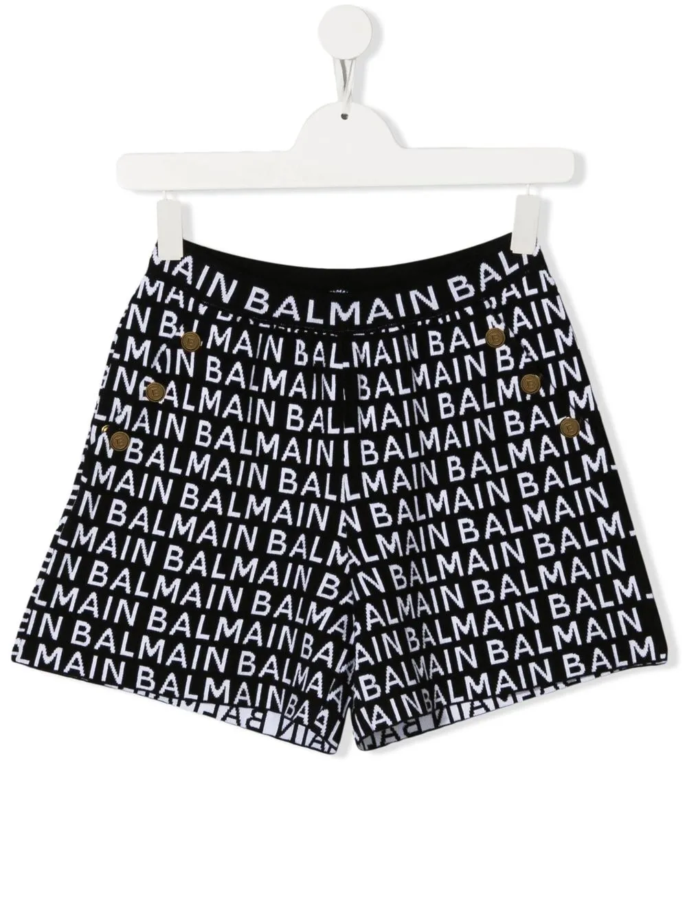 

Balmain Kids TEEN logo-intarsia knitted shorts - Black