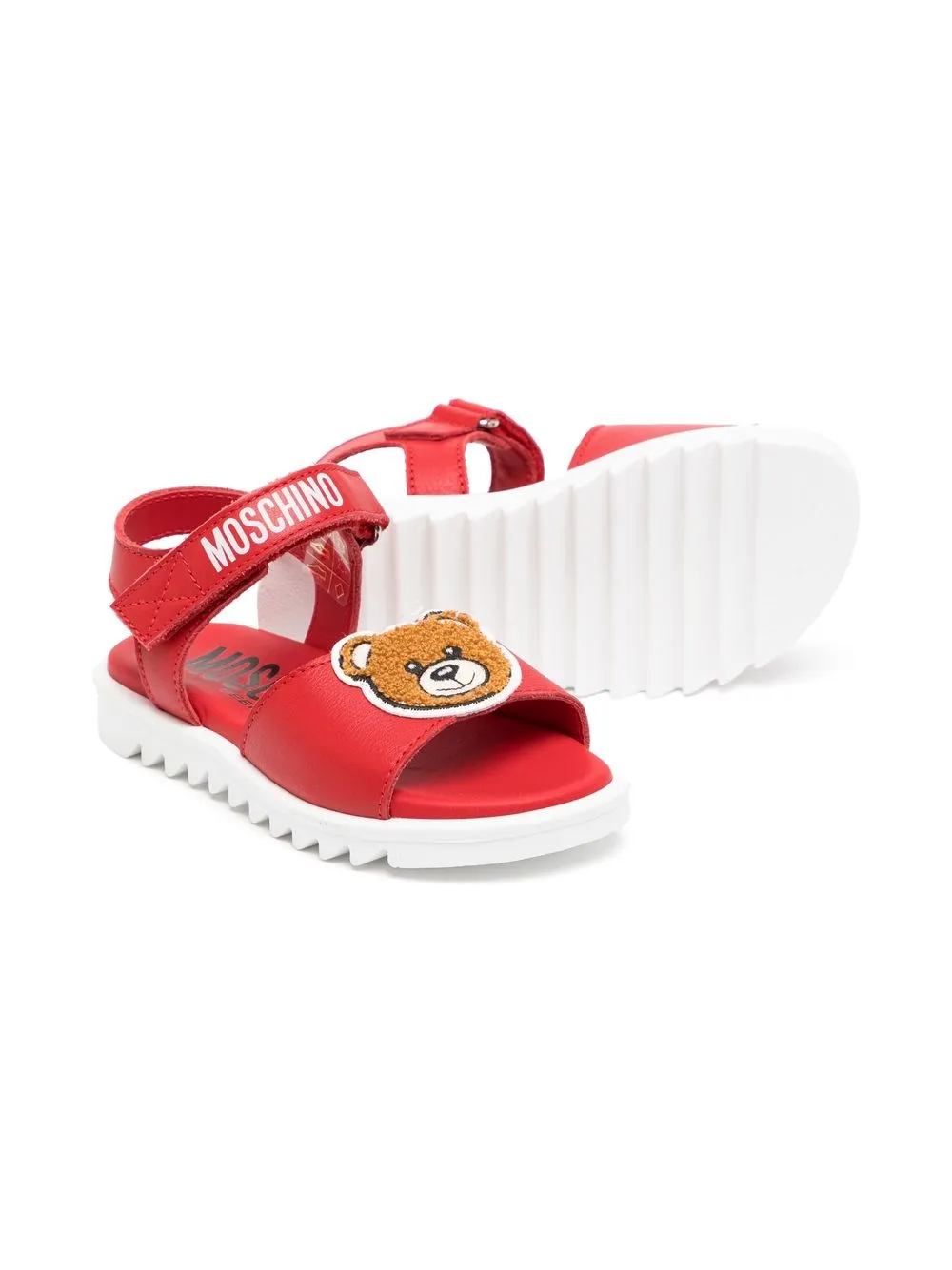 Moschino Kids Sandalen met logoprint - Rood