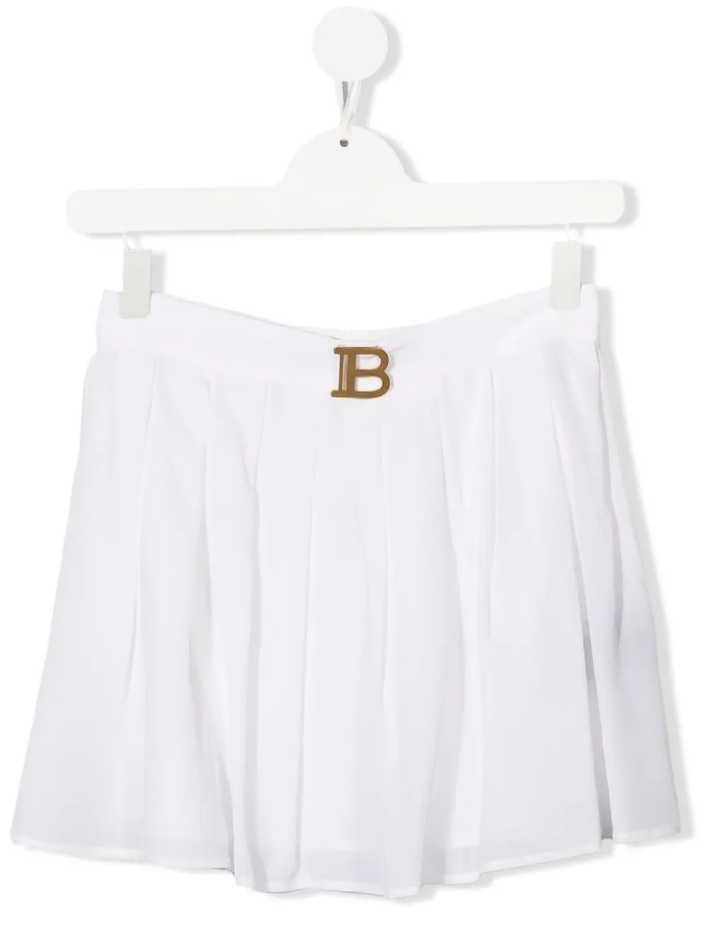 

Balmain Kids falda plisada con placa del logo - Blanco