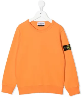 STONE  JUNIOR スウェット イエロー Stone Island Junior logo-patch Crew Neck Sweatshirt | Orange